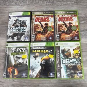 Lot 6  Xbox 360 Tom Clancy Games Splinter Cell Rainbow Six Hawx 2‎ Ghost Recon